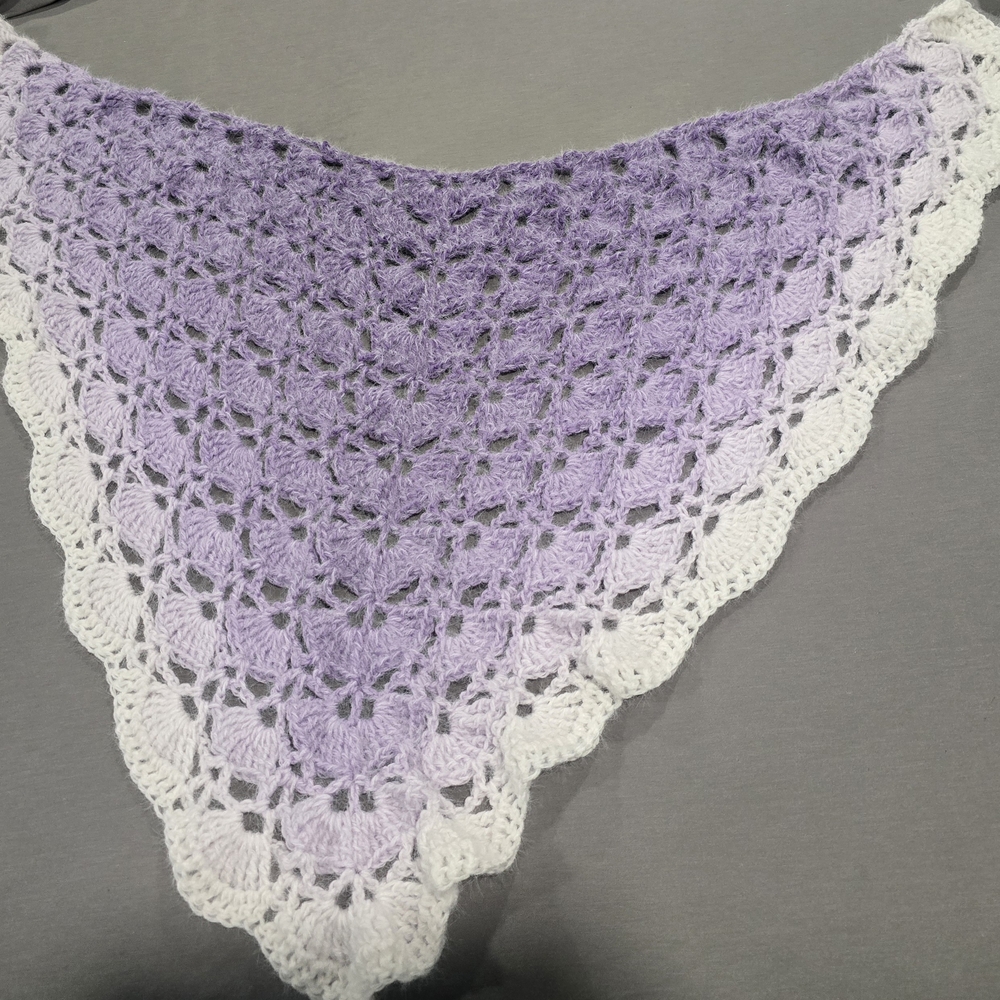 Purple and White Crochet Shawl